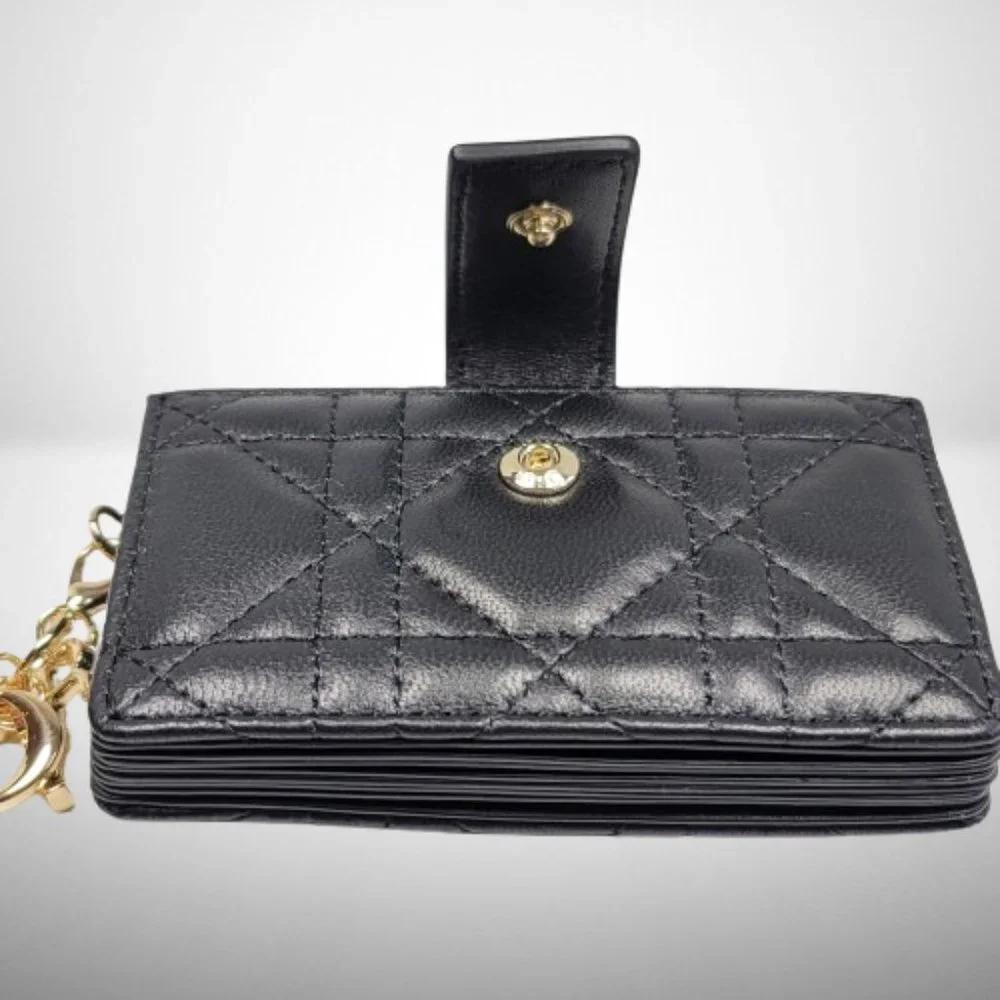 Christian Dior Lady Dior 5-Gusset Card Holder in Black Cannage Lambskin